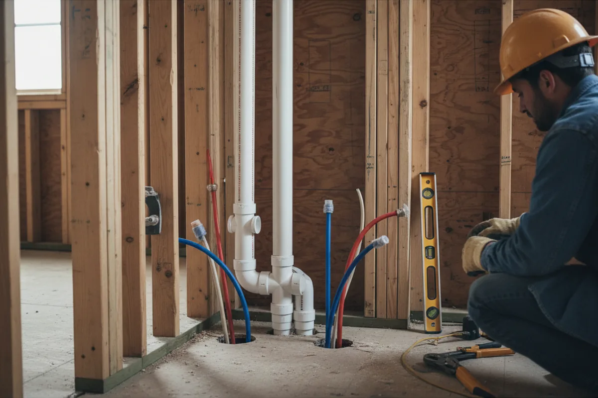 Drain and supply rough-in during Leak Detection in Canton
